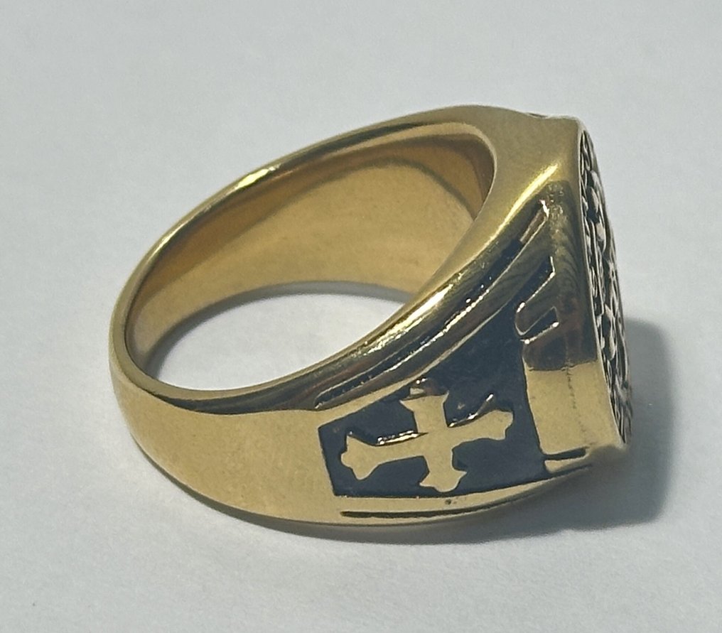 圣本笃十字戒指,镀24K黄金。高品质 - 戒指 #4.3