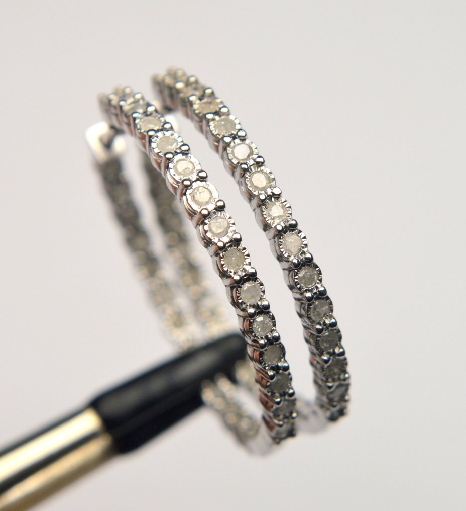 Nincs minimálár - Drop fülbevaló 925 ezüst - 5,52 g Gyémánt (Természetes) - 0,15 ct #1.0