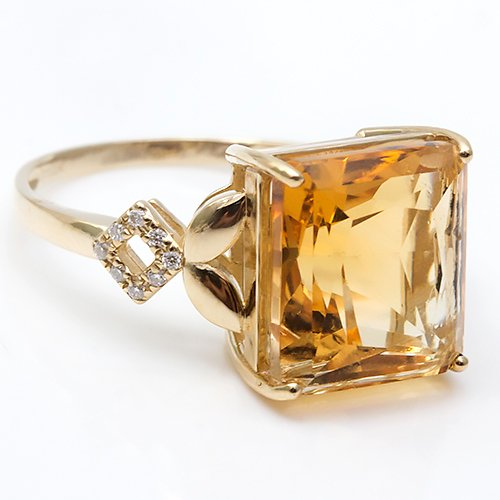 Bague - 14 carats Or jaune Citrine - Diamant #4.3