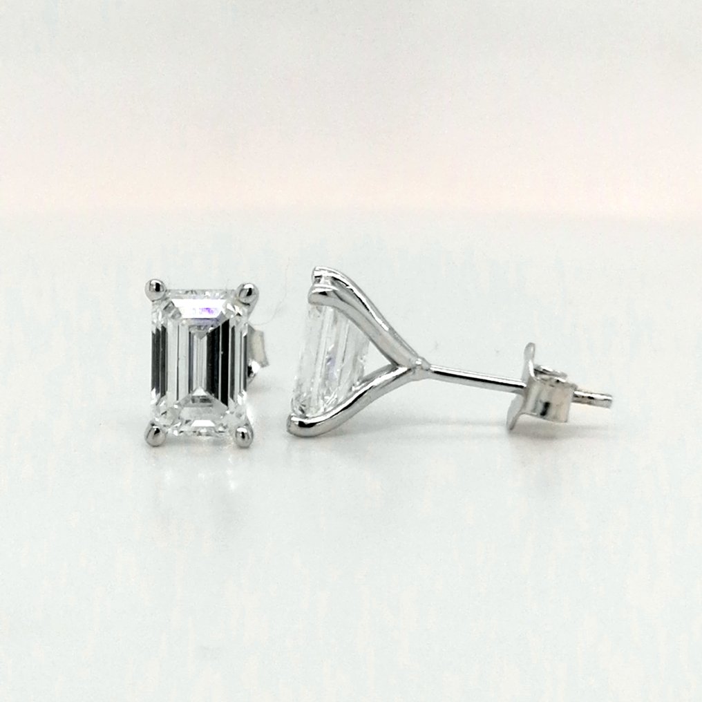 Ingen reservasjonspris - Øredobber - 14 karat Hvitt gull - 2.18ct. tw. Diamant (Lab-dyrket) - E VVS2 #3.2