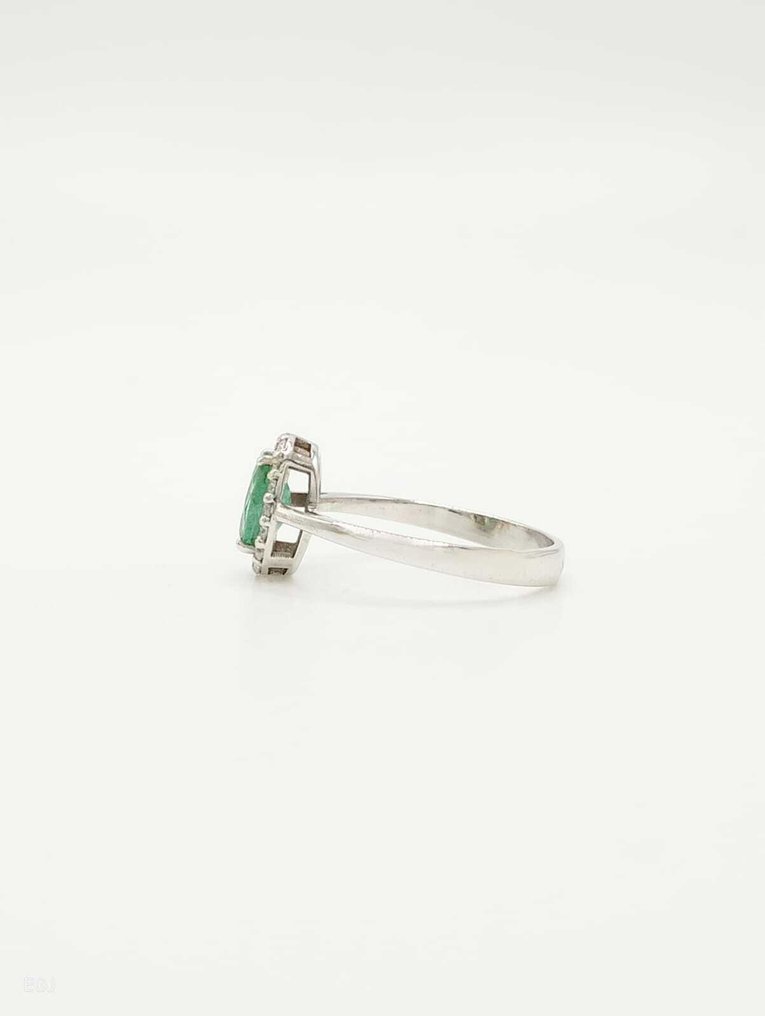 Ingen reservasjonspris - Ring - 14 karat Hvitt gull Smaragd - Diamant #3.2
