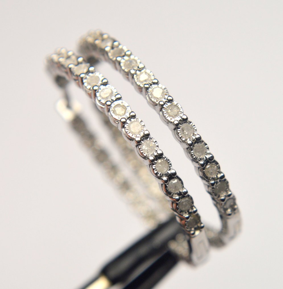 Nincs minimálár - Drop fülbevaló 925 ezüst - 5,52 g Gyémánt (Természetes) - 0,15 ct #3.2