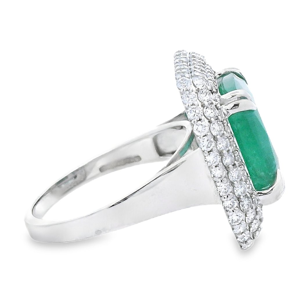 Ring - 14 karaat Witgoud - 7.76ct. tw. Smaragd - Diamant #3.2