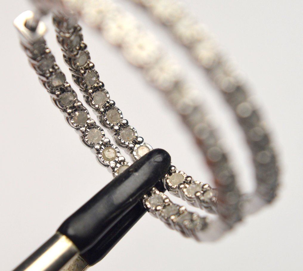 Nincs minimálár - Drop fülbevaló 925 ezüst - 5,52 g Gyémánt (Természetes) - 0,15 ct #4.3