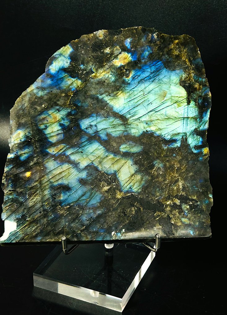 Εντυπωσιακή πλάκα Labradorite – Μπλε, Πράσινο & Χρυσό Κρύσταλλο Φωτιάς - Ύψος: 180 mm - Πλάτος: 170 mm- 998 g - (1) #2.1
