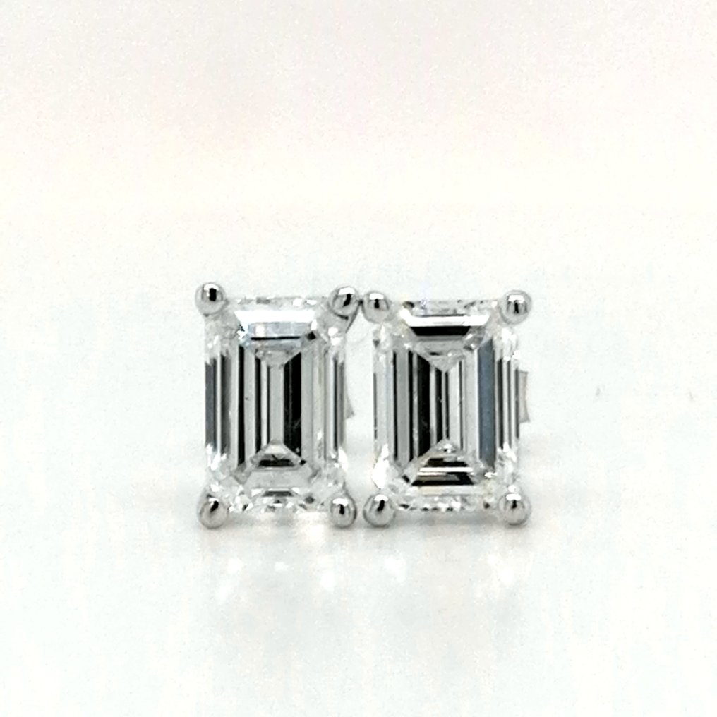 Ingen reservasjonspris - Øredobber - 14 karat Hvitt gull - 2.18ct. tw. Diamant (Lab-dyrket) - E VVS2 #1.0