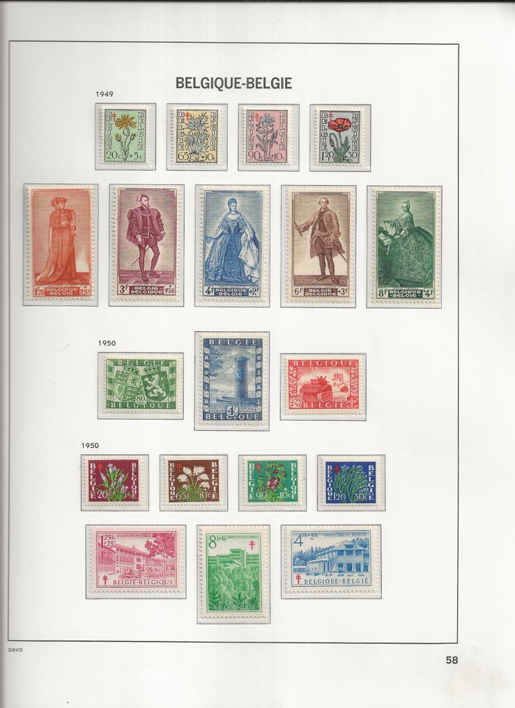 Belgien 1950/1969 - Fuldt sæt POSTFRIS i Luxe album DAVO II #3.2
