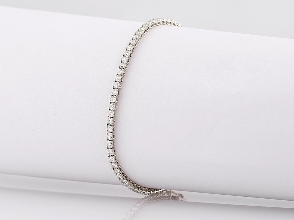 Βραχιόλι - 14 καράτια Λευκός χρυσός -  3.52ct. tw. Διαμάντι (Εργαστηριακής καλλιέργειας) #4.3