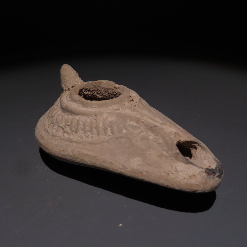 Byzantine Terracotta Oil Lamp. 4th-7th century AD. 9.5 cm length.  (No reserve price) #1.0