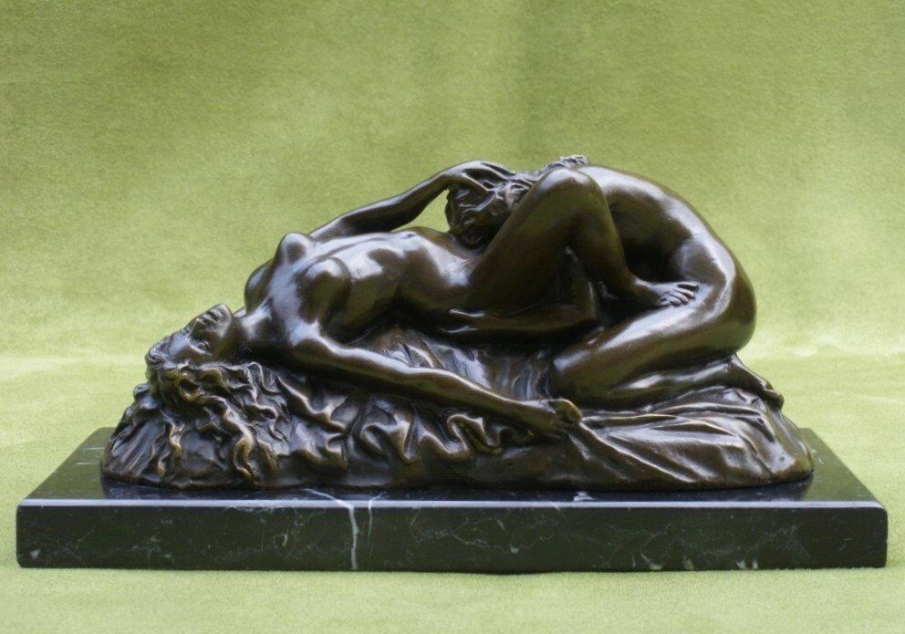 After Bruno Zach (1891-1935) - sculptuur, Female Lovers - 10 cm - Gepatineerd brons #1.0