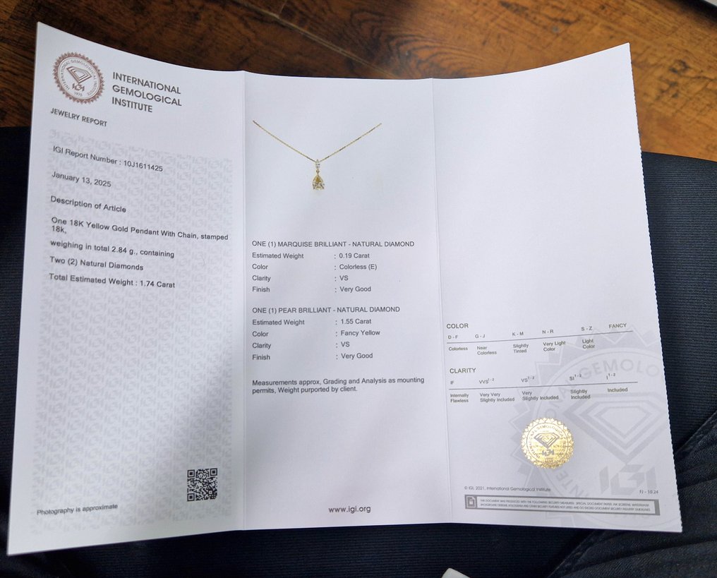 Κολιέ με μενταγιόν - 18 καράτια Κίτρινο χρυσό -  1.74ct. tw. Κίτρινο Διαμάντι (Φυσικού χρώματος) - Διαμάντι #4.3