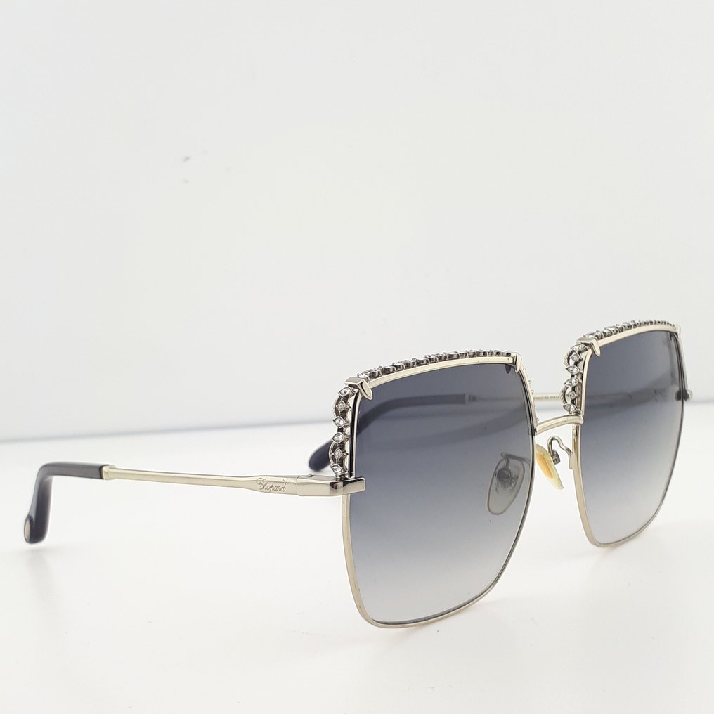 Chopard - Square Gold Tone Metal Ornated with Swarovski Crystals "FULL SET" - Gafas de sol #4.3