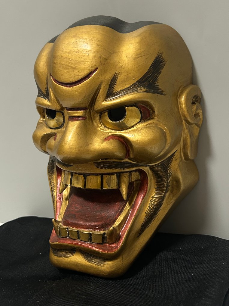 Noh面具 - 木, 高品质木雕能剧面具 - 狮子口 - Shishiguchi獅子口 #3.2