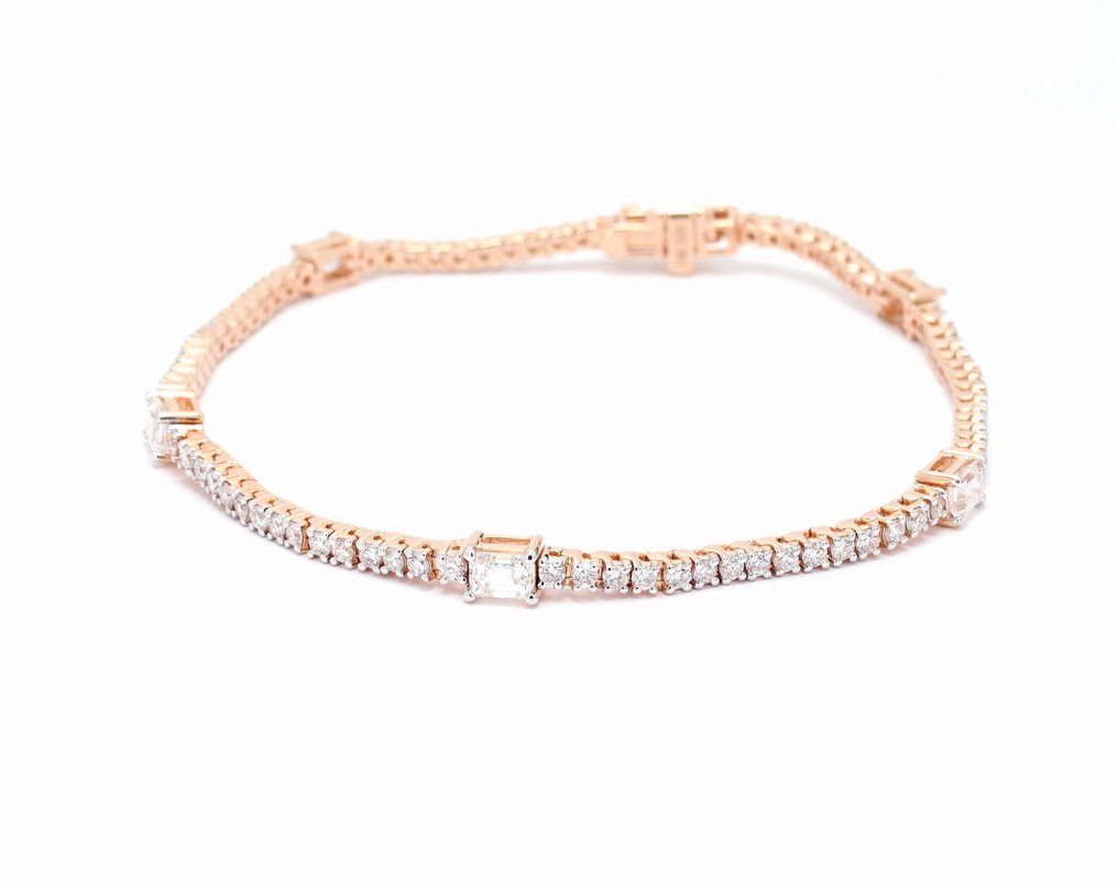 手鈪 - 14 克拉 玫瑰金 - 2.76ct. tw. 鉆石 (實驗室培育) - 鉆石 - 为她设计的网球手链 #3.2