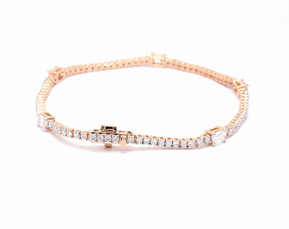 手鈪 - 14 克拉 玫瑰金 - 2.76ct. tw. 鉆石 (實驗室培育) - 鉆石 - 为她设计的网球手链 #2.1