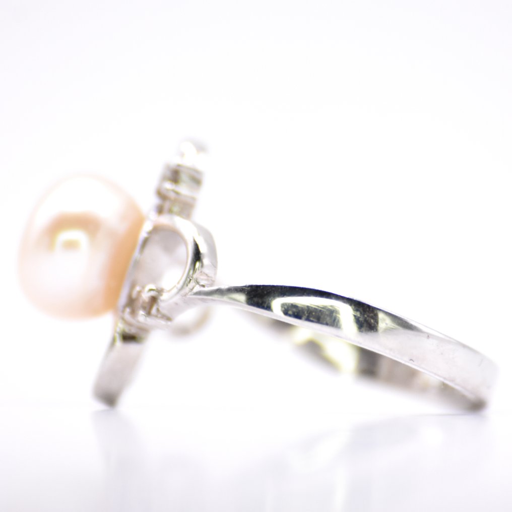 χωρίς τιμή ασφαλείας - Δαχτυλίδι Πλατίνα -  3.72ct. tw. Διαμάντι (Φυσικό)  - Μαργαριτάρι - Κρεμώδης Μαργαριταρένια Κομψότητα #3.2