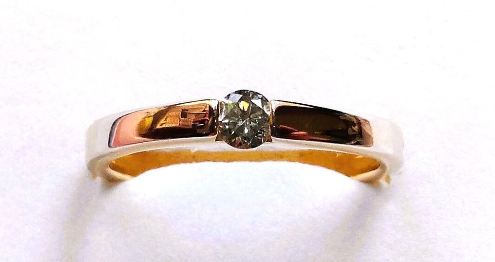 χωρίς τιμή ασφαλείας - Δαχτυλίδι Φυσικός διαμάντης 0,25 καρατίων - Ασήμι 14 καρατίων επιχρυσωμένο #1.0