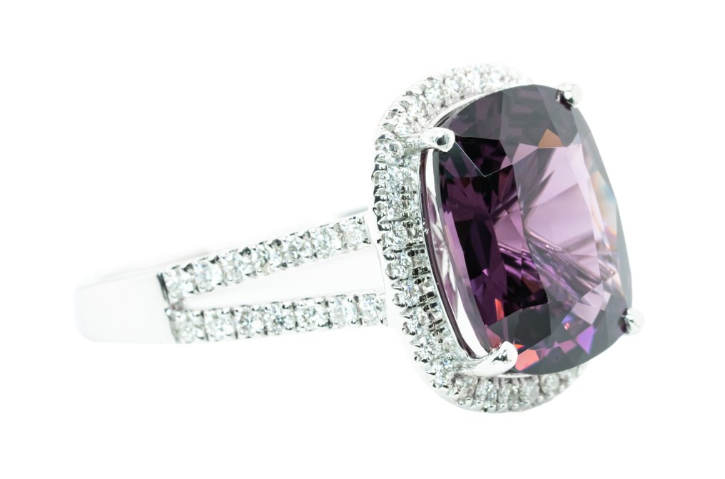 χωρίς τιμή ασφαλείας - Δαχτυλίδι - 14 καράτια Λευκός χρυσός, Βαθύ ροζ-μωβ (Μπούρμα) -  5.08ct. tw. Σπινέλιος - Διαμάντι - 0.41ct -VS #2.1