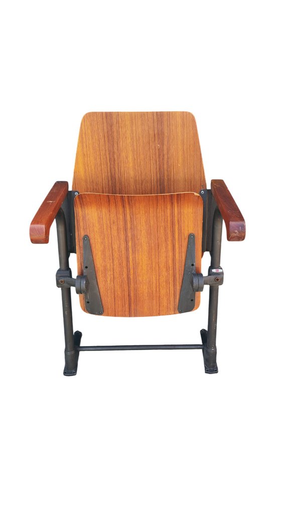 Meneghello - 扶手椅子 - 木材，金属 - 影院 - 工业设计复古 - 意大利制造，60年代至70年代 - 折叠剧院座椅 #3.2