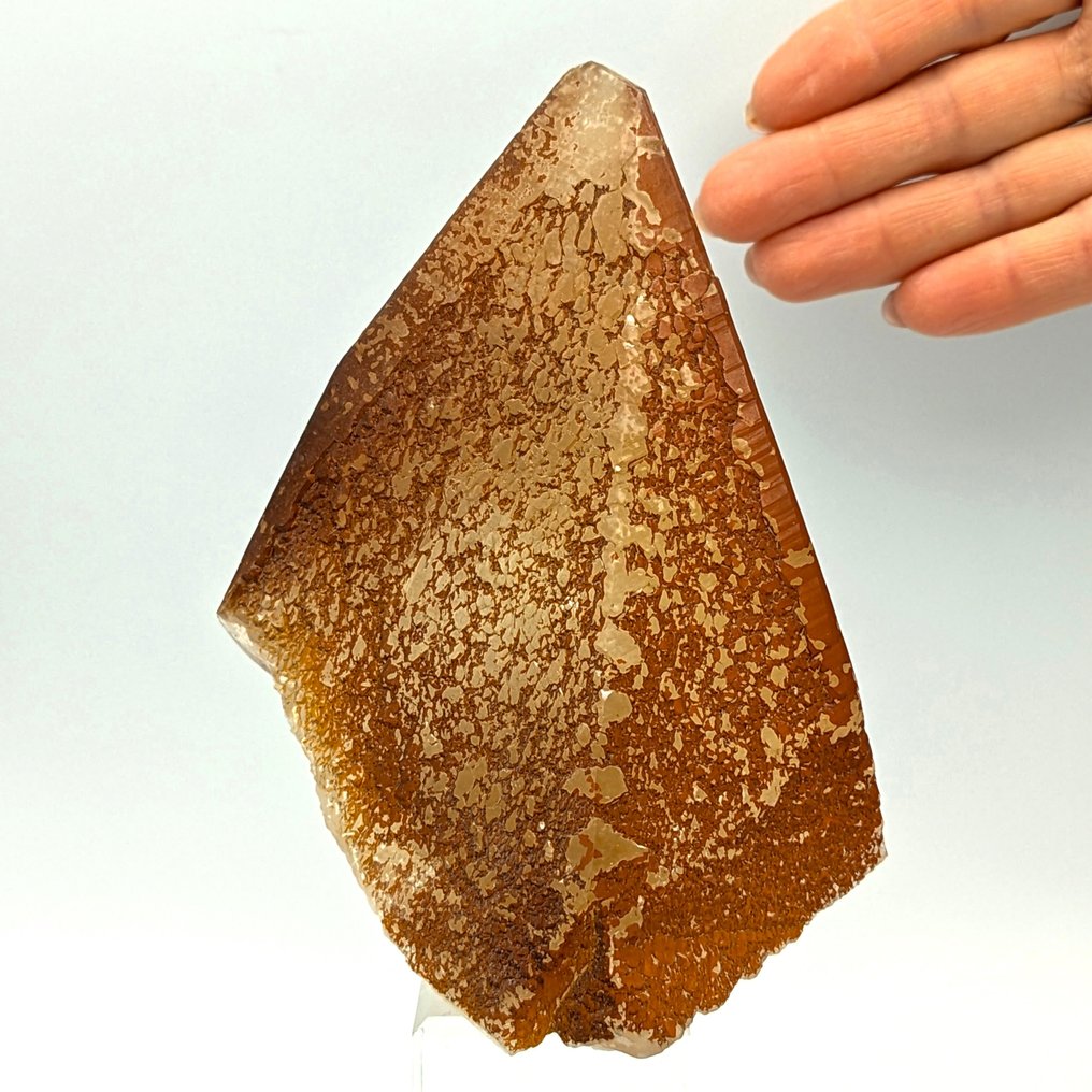 Μεγάλη πορτοκαλί calcite «σκελετωμένη», Κίνα Κρύσταλλος - Ύψος: 147 mm - Πλάτος: 107 mm- 660 g #1.0