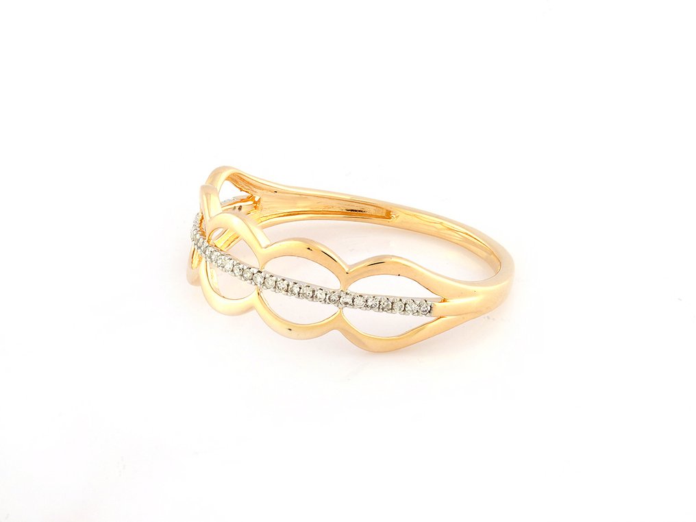 戒指 - 14K包金 黄金 - 0.05ct. tw. 钻石 (天然) #1.0