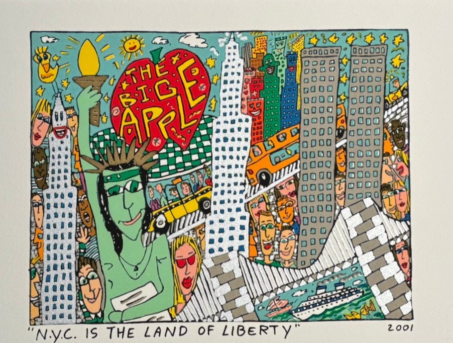 James Rizzi (1950-2011) - N.Y.C. is the Land of Liberty, original silkscreen #1.0