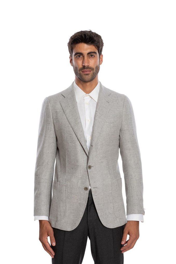 RRP 2050€ LUIGI BORRELLI "FIRENZE" Hand-Sewn Light Gray Jacket Donegal Wool - 54 IT - Jacke - Nyt med labels #1.0