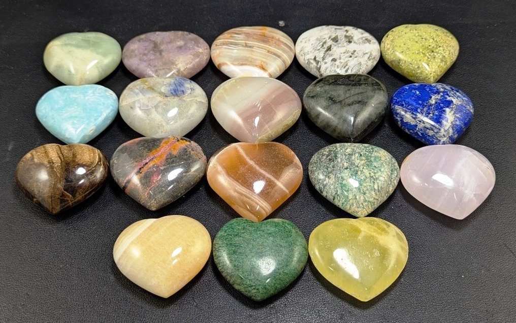 Multi Mineral Stone Hearts - Altezza: 60 mm - Larghezza: 54 mm- 1700 g - (18) #1.0