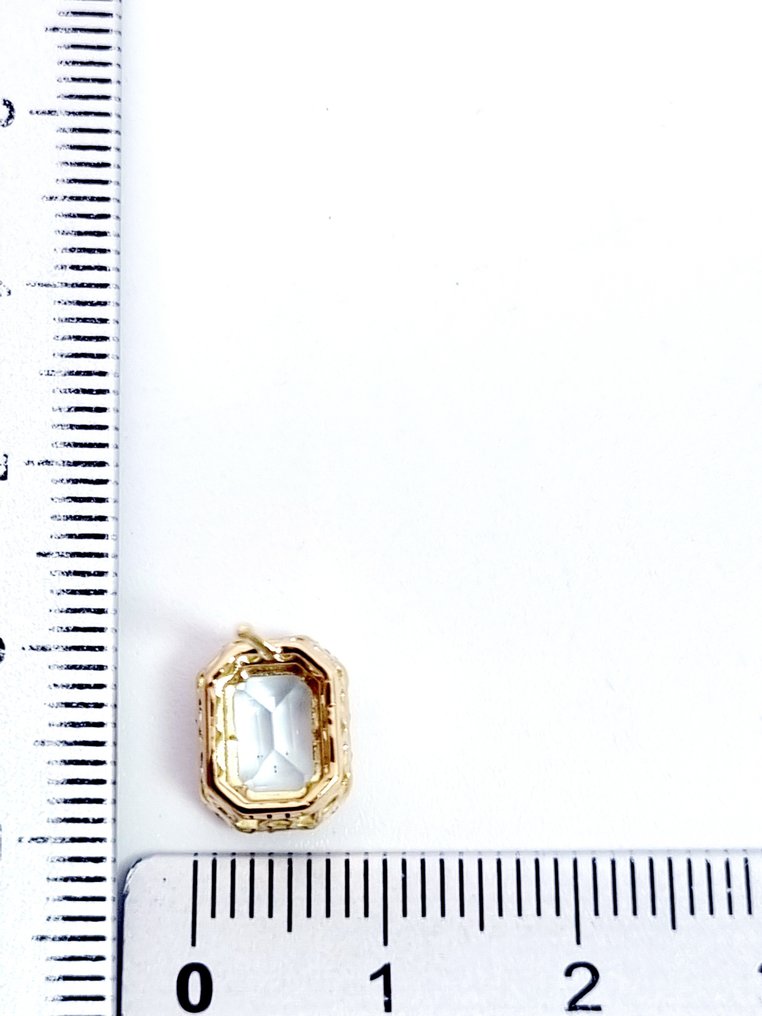 Σκουλαρίκια - 18 καράτια Κίτρινο χρυσό Ακουαμαρίνης - Διαμάντι #3.2