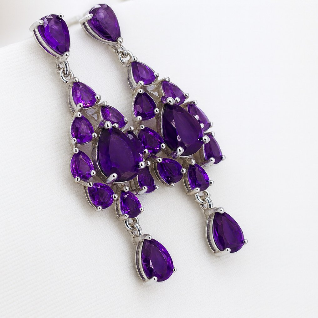 没有保留价 - 耳环 Gold-plated 紫水晶 - 18kt 金镀 #1.0