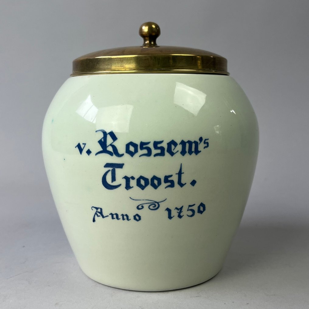 香煙瓶 - Van Rossem's Troost - 烟草容器 - 1750年 - Delft 蓝瓷，带铜盖 - 陶瓷, 黃銅 #2.1