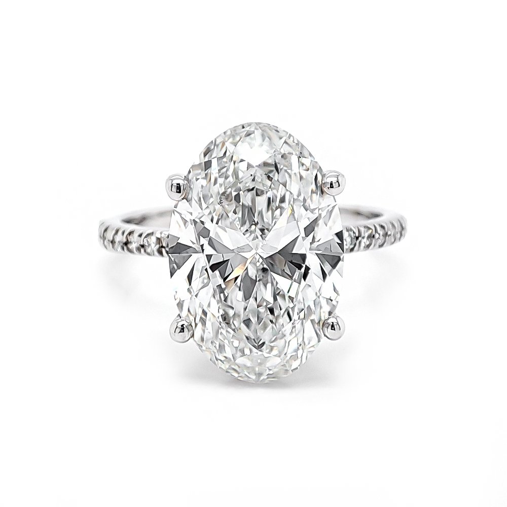 Sormus - 14 kt. E/VS2, Valkokulta -  6.20ct. tw. Timantti (Laboratoriossa kasvatettu) - Timantti - IGI Certified #1.0