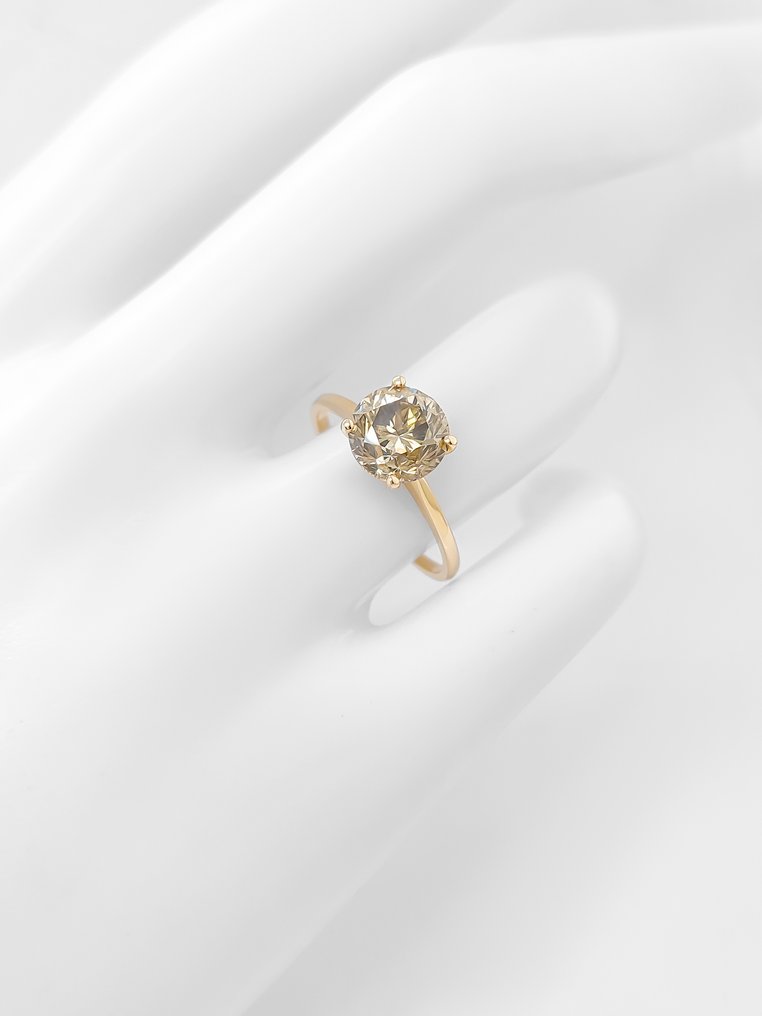 戒指 - 14K包金 黄金 - 2.04ct. tw. 钻石 (天然) - 花哨的灰色、绿色和黄色 #1.0