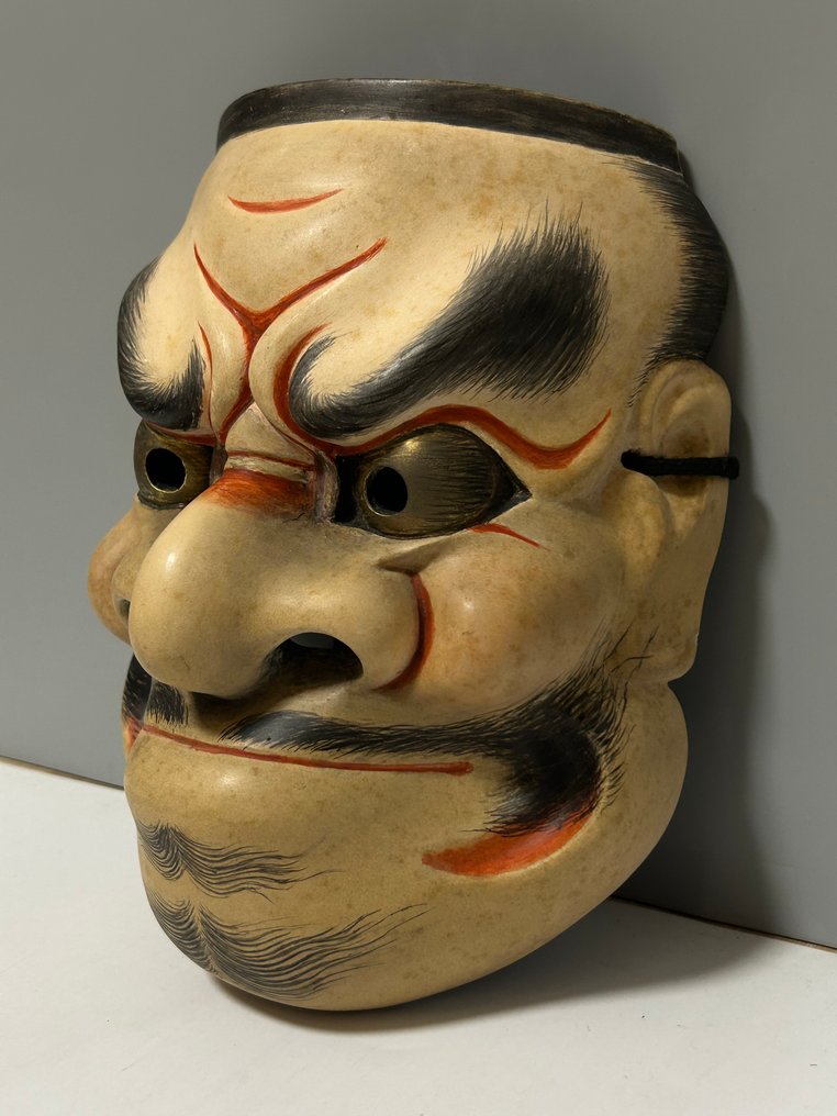 日本能乐面具 - 木, 木制雕刻能面具 - Ōbeshimi大癋見 - Ōbeshimi 大癋见 #3.2