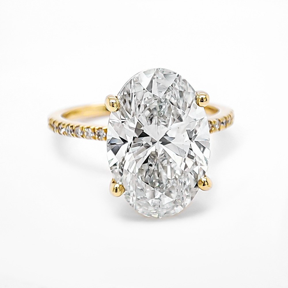 Ring - 14 karat F/VVS2, Gulguld -  6.17ct. tw. Diamant (Laboratoriedyrket) - Diamant - IGI Certified #2.1