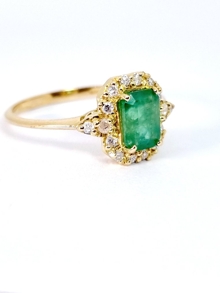 Gyűrű - 18 kt. Sárga arany Smaragd - Gyémánt #2.1