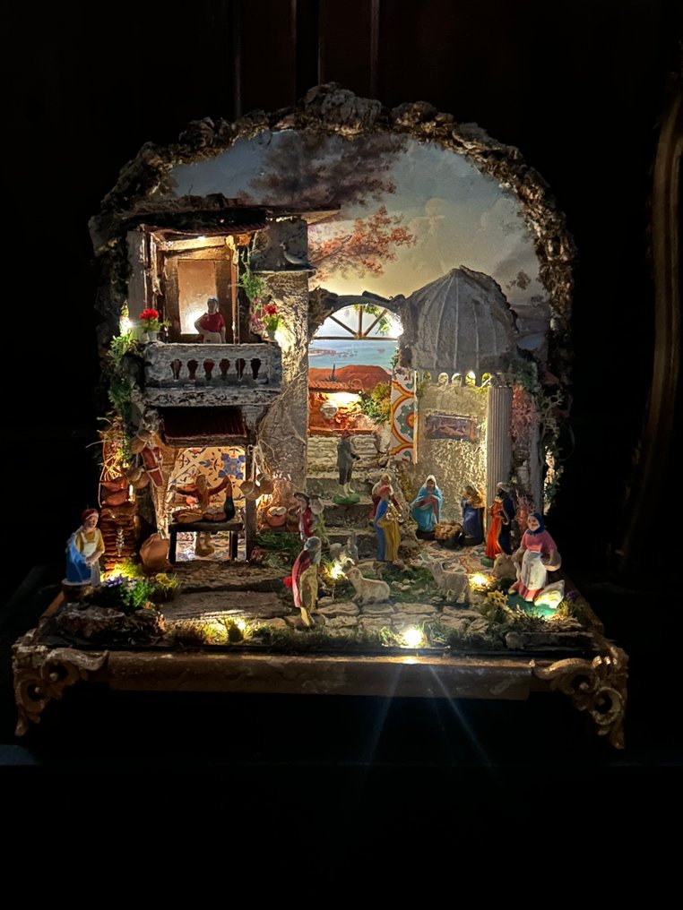 耶稣诞生图 Borgo napoletano - presepe artistico in miniatura - san gregorio armeno - interamente fatto a mano - 木, 陶器, 石头 #4.3
