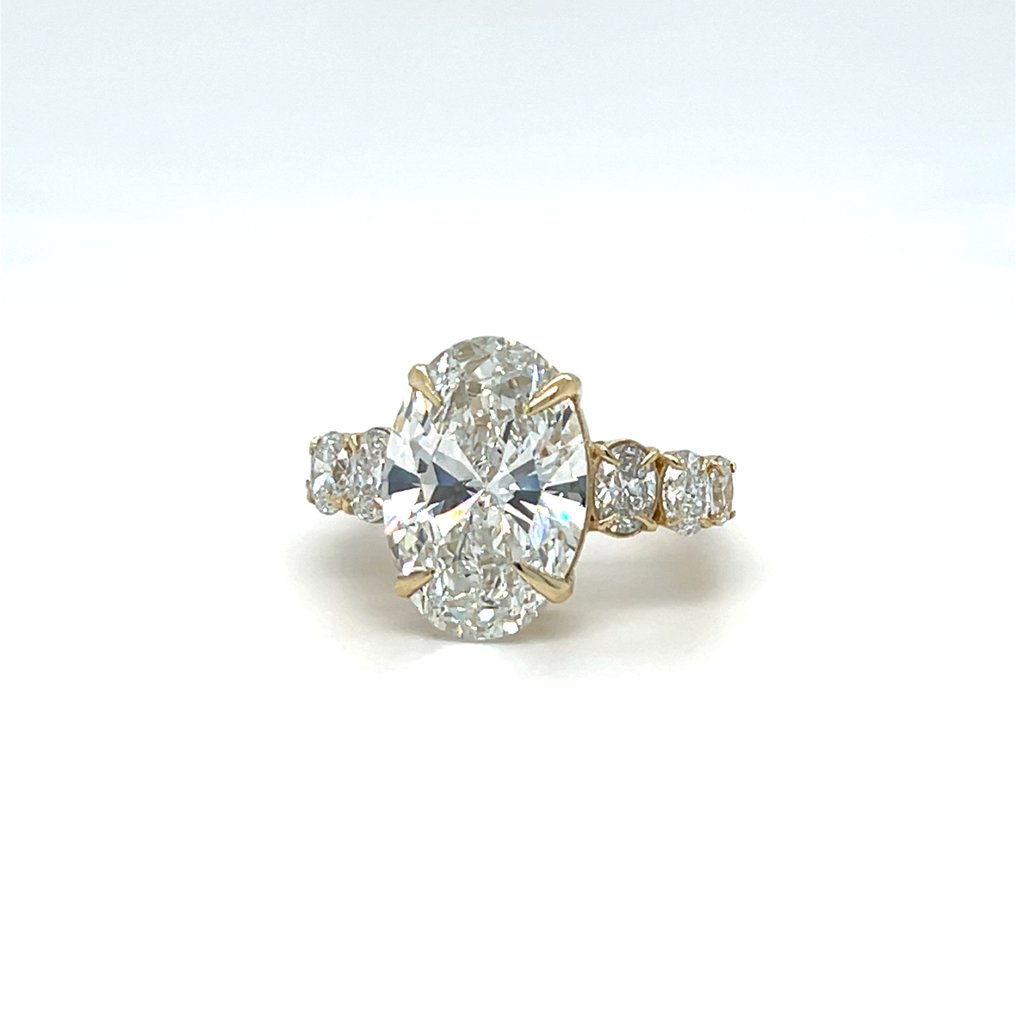 Zonder minimumprijs - Ring - 14 karaat Geel goud - 8.07ct. tw. Diamant (Lab-grown) - Diamant #1.0