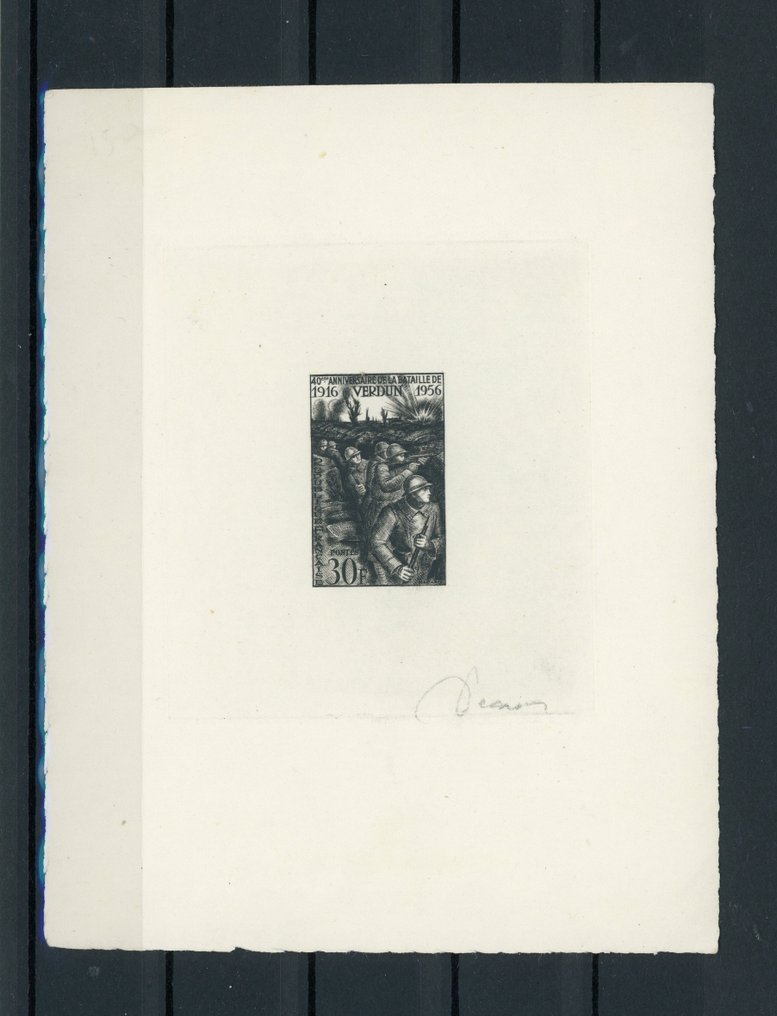 法国 1956 - Superbe Epreuve d'artiste 签名 Decaris - Yvert n°1053 #1.0