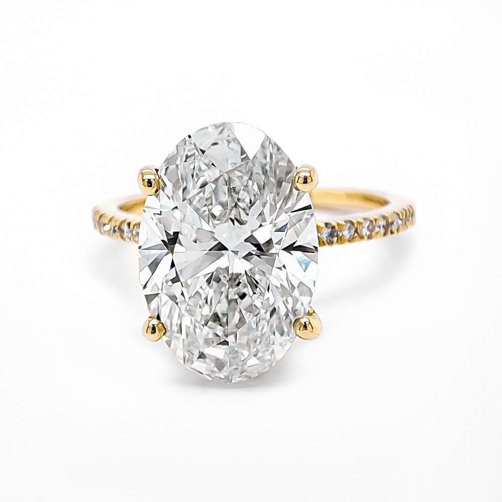 Ring - 14 karat F/VVS2, Gulguld -  6.17ct. tw. Diamant (Laboratoriedyrket) - Diamant - IGI Certified #1.0