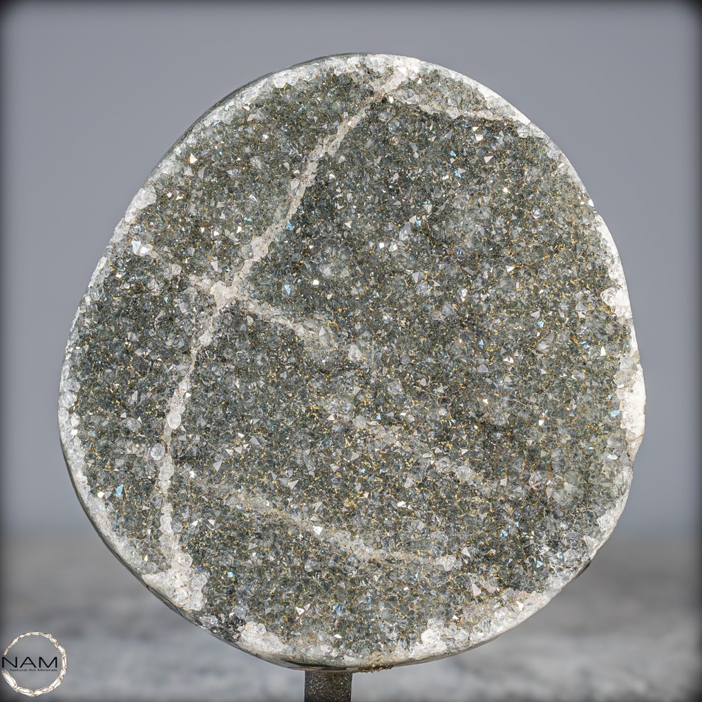 Natural Black Amethyst with Calcite-Crystals Druse, top quality, Uruguay- 908.07 g #1.0