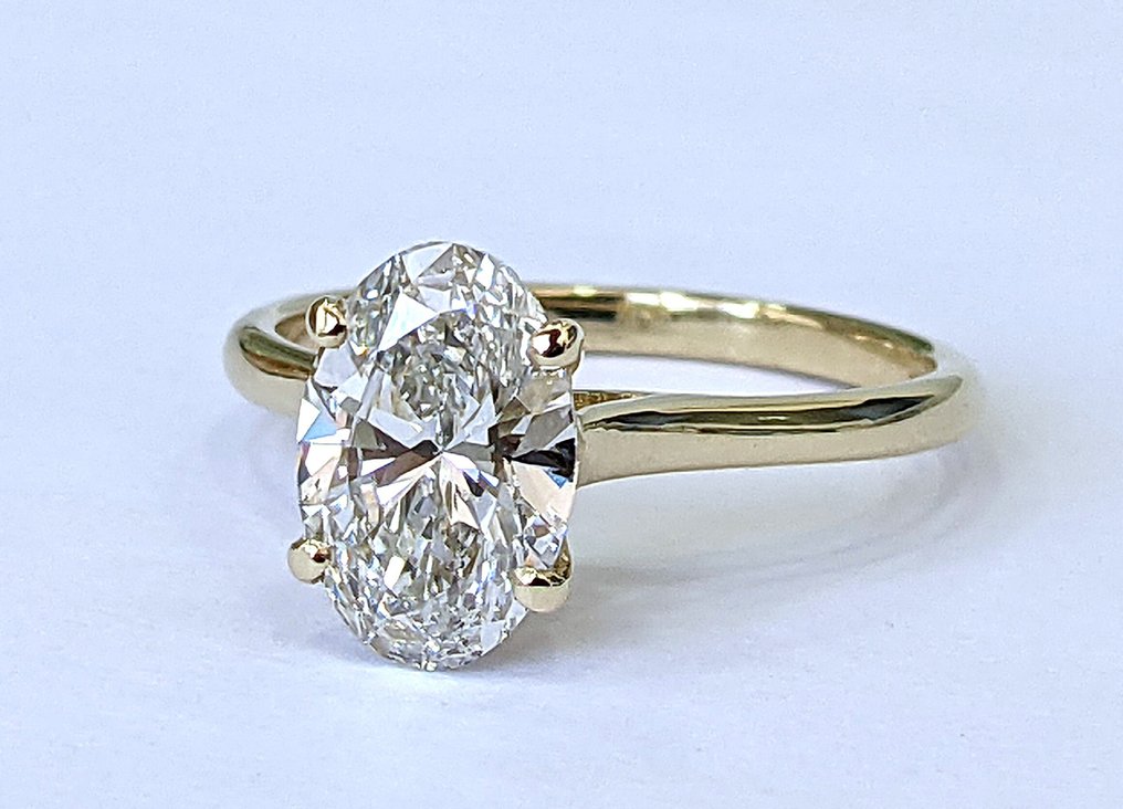 没有保留价 - 订婚戒指 - 18K包金 黄金 -  2.05ct. tw. 钻石 (实验室培育) - E VVS2 IGI #1.0