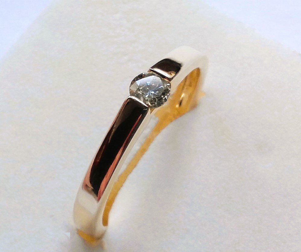 χωρίς τιμή ασφαλείας - Δαχτυλίδι Φυσικός διαμάντης 0,25 καρατίων - Ασήμι 14 καρατίων επιχρυσωμένο #3.2