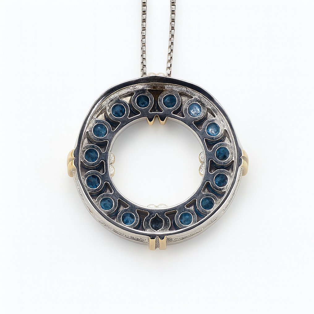 没有保留价 - 项链 Gold-plated 蓝宝石 - 18kt 金镀 #3.2