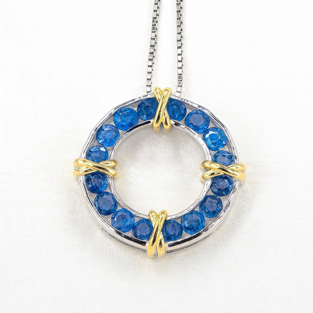 没有保留价 - 项链 Gold-plated 蓝宝石 - 18kt 金镀 #2.1