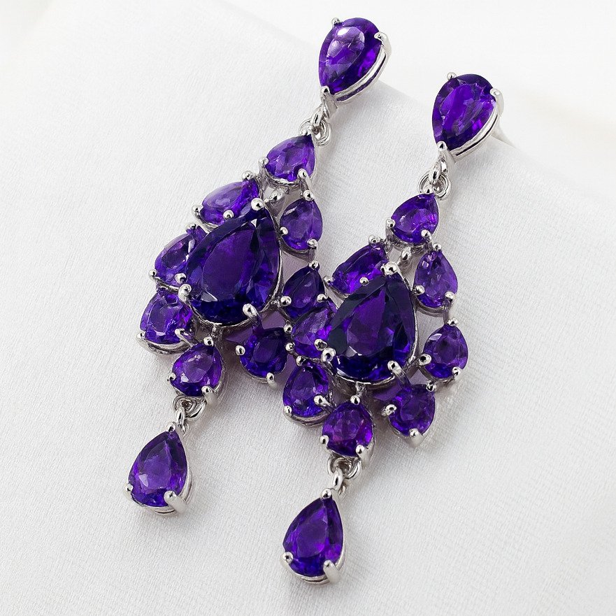 没有保留价 - 耳环 Gold-plated 紫水晶 - 18kt 金镀 #3.2