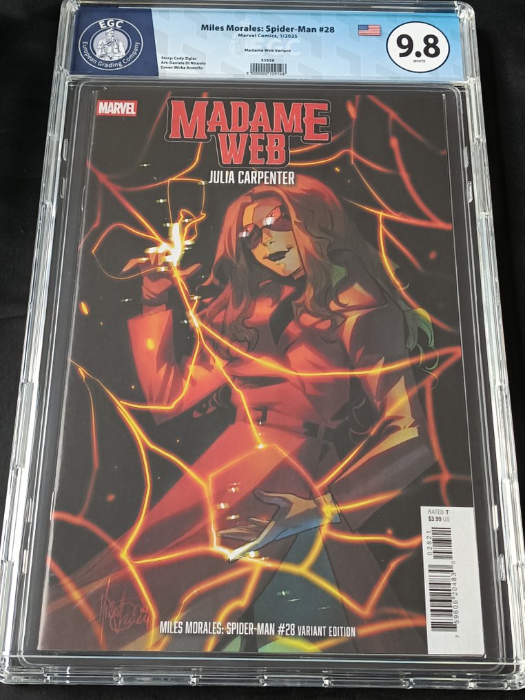 Miles Morales: Spider-Man (Vol. 2) #28 - Mirka Andolfo Madame Web Variant - EGC 9.8 - 1 Graded comic - Eerste druk - 2025 #1.0