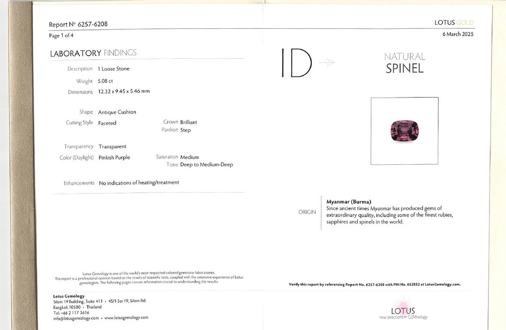 χωρίς τιμή ασφαλείας - Δαχτυλίδι - 14 καράτια Λευκός χρυσός, Βαθύ ροζ-μωβ (Μπούρμα) -  5.08ct. tw. Σπινέλιος - Διαμάντι - 0.41ct -VS #4.3