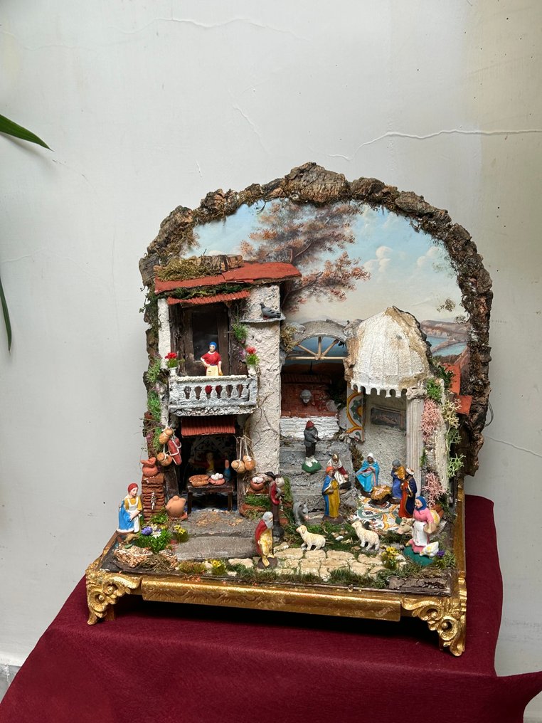 耶稣诞生图 Borgo napoletano - presepe artistico in miniatura - san gregorio armeno - interamente fatto a mano - 木, 陶器, 石头 #3.2