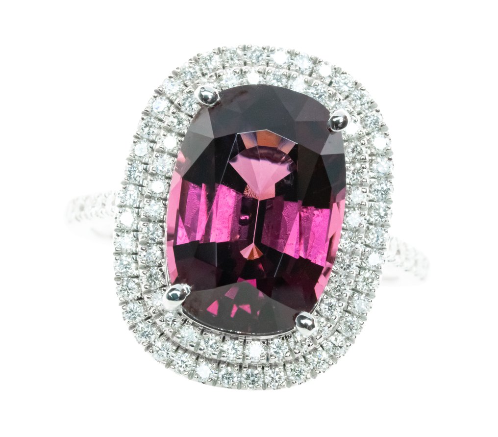 Sormus - 14 kt. Valkokulta, Rich Red (Ei lämpöä) -  6.63ct. tw. Spinelli - Timantti - 0.55ct #4.3